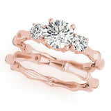 Rose gold Round Brilliant Three-Stone Bamboo Band with Prong Setting 1