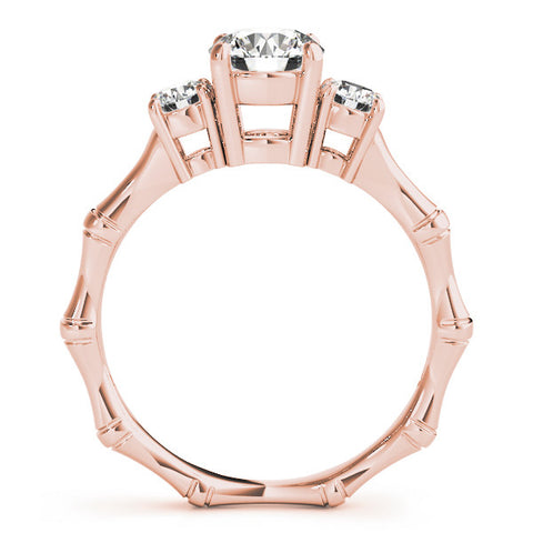 Rose gold Round Brilliant Three-Stone Bamboo Band with Prong Setting 2