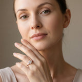 Rose gold Round Brilliant Three-Stone Diamond Ring with Pavé Band and Four-Prong Setting_19