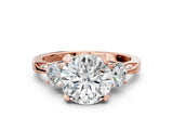Rose gold Round Brilliant Three-Stone Diamond Ring with Pavé Band and Four-Prong Setting_6