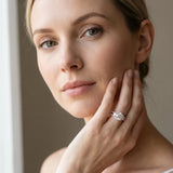Rose gold Round Brilliant Three-Stone Diamond Ring with Pavé Band and Prong Setting_6