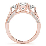Rose gold Round Brilliant Three-Stone Engagement Ring with Split Shank and Prong Setting 2