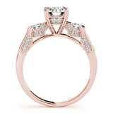 Rose gold Round Brilliant Three-Stone Pave Band with Four-Prong Setting 2