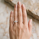 Rose gold Round Brilliant Three-Stone Pave Band with Four-Prong Setting_13