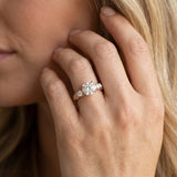 Rose gold Round Brilliant Three-Stone Pave Band with Four-Prong Setting_15