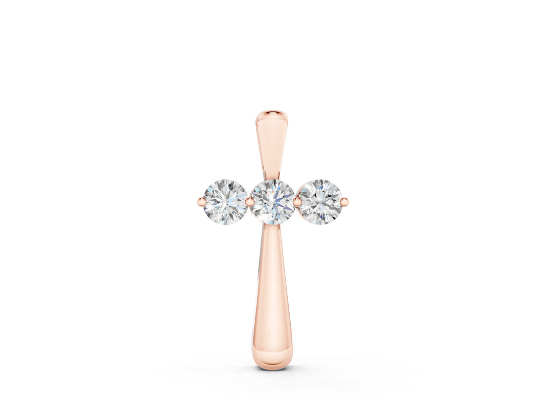 Rose gold Round Brilliant Three-Stone Prong Set Pendant_42