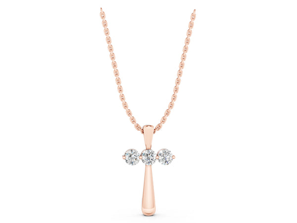 Rose gold Round Brilliant Three-Stone Prong Set Pendant
