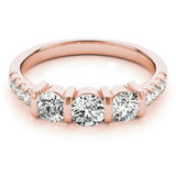 Rose gold Round Brilliant Trilogy Channel Set Diamond Ring with Bar Prongs 1