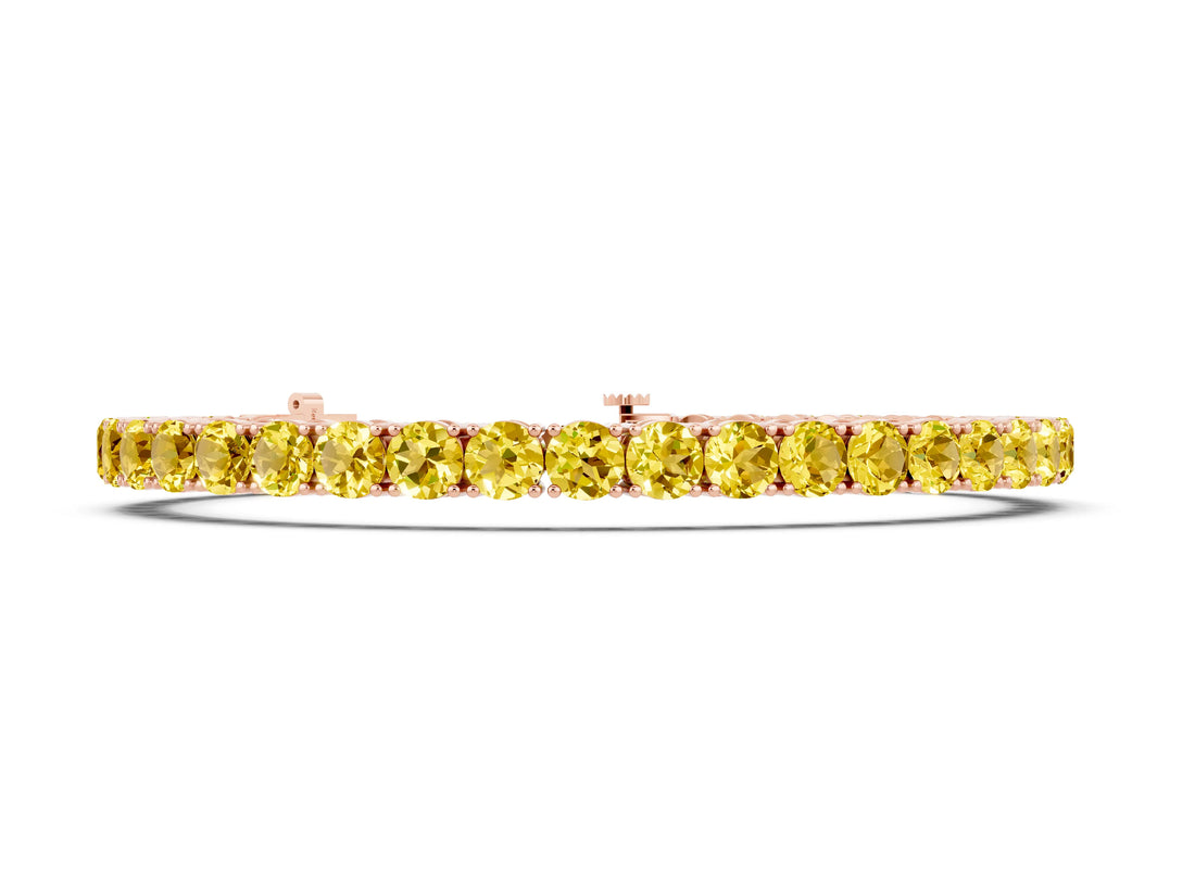Rose gold Round Brilliant Yellow Sapphire Tennis Bracelet with Prong Setting_8