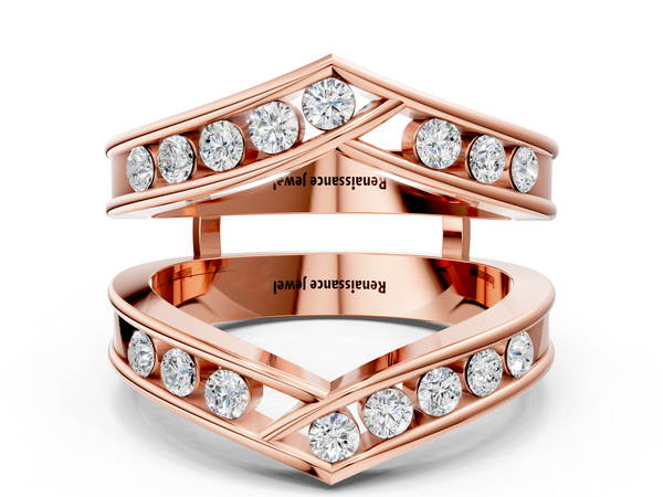 Rose gold Round Diamond Channel-Set Chevron Band