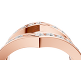 Rose gold Round Channel Set Diamond Chevron Band_31