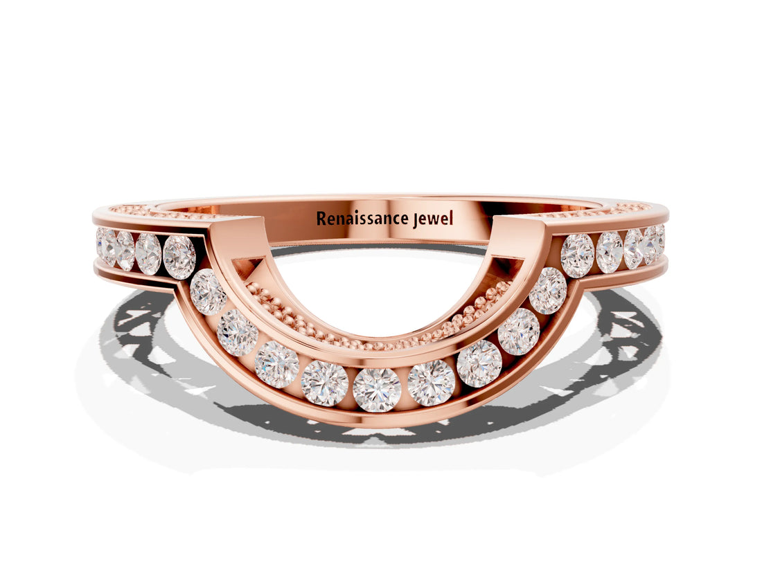 Rose gold Round Channel-Set Diamond Contour Band_4