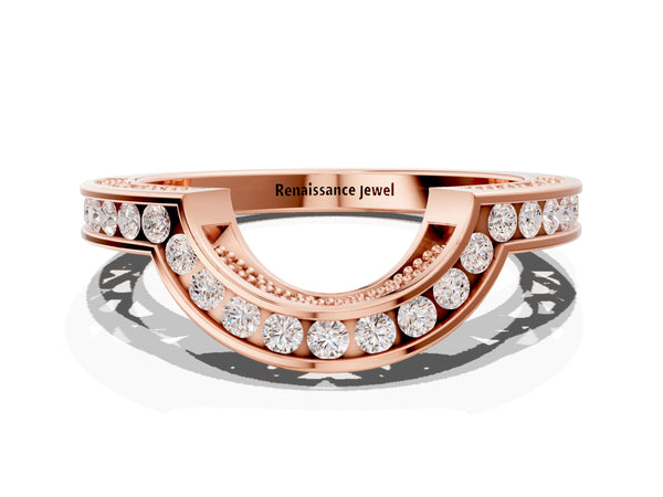Rose gold Round Channel-Set Diamond Contour Band