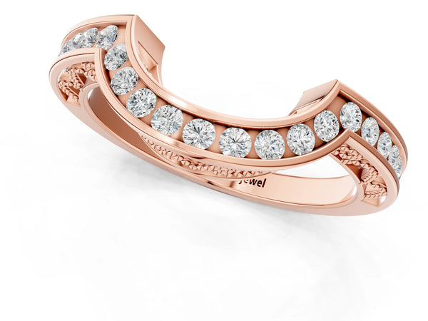 Rose gold Round Channel-Set Diamond Contour Band
