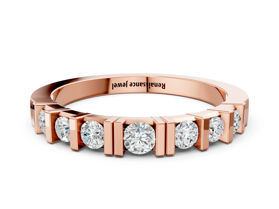 Rose gold Round Channel Set Diamond Half Eternity Band_4