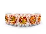 Rose gold Round Citrine Channel Set Band with X-Prong Detail_6