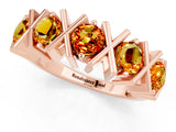 Rose gold Round Citrine Channel Set Band with X-Prong Detail_7
