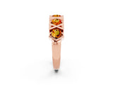 Rose gold Round Citrine Channel Set Band with X-Prong Detail_8