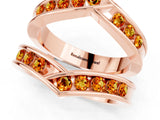 Rose gold Round Citrine Channel-Set Chevron Band_7