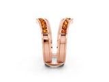 Rose gold Round Citrine Channel-Set Chevron Band_8