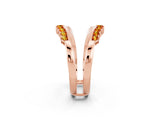 Rose gold Round Citrine Chevron Contour Band with Prong Setting_8