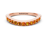 Rose gold Round Citrine Curved Wedding Band with Channel Setting_6