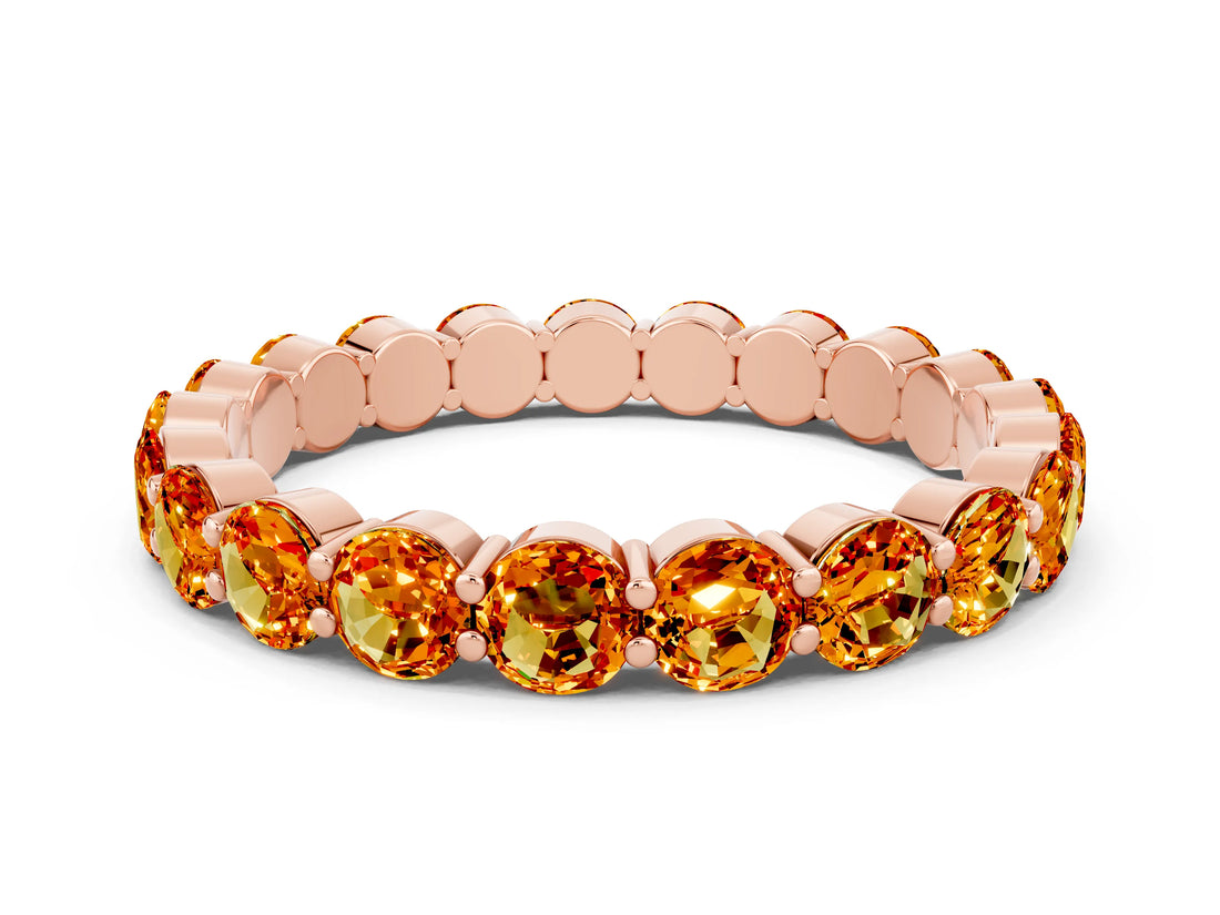 Rose gold Round Citrine Eternity Band with U-Prong Setting_30