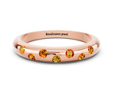 Rose gold Round Citrine Flush-Set Comfort Fit Band_6