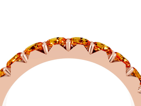 Rose gold Round Citrine Half Eternity Band with Classic Prong Setting_10