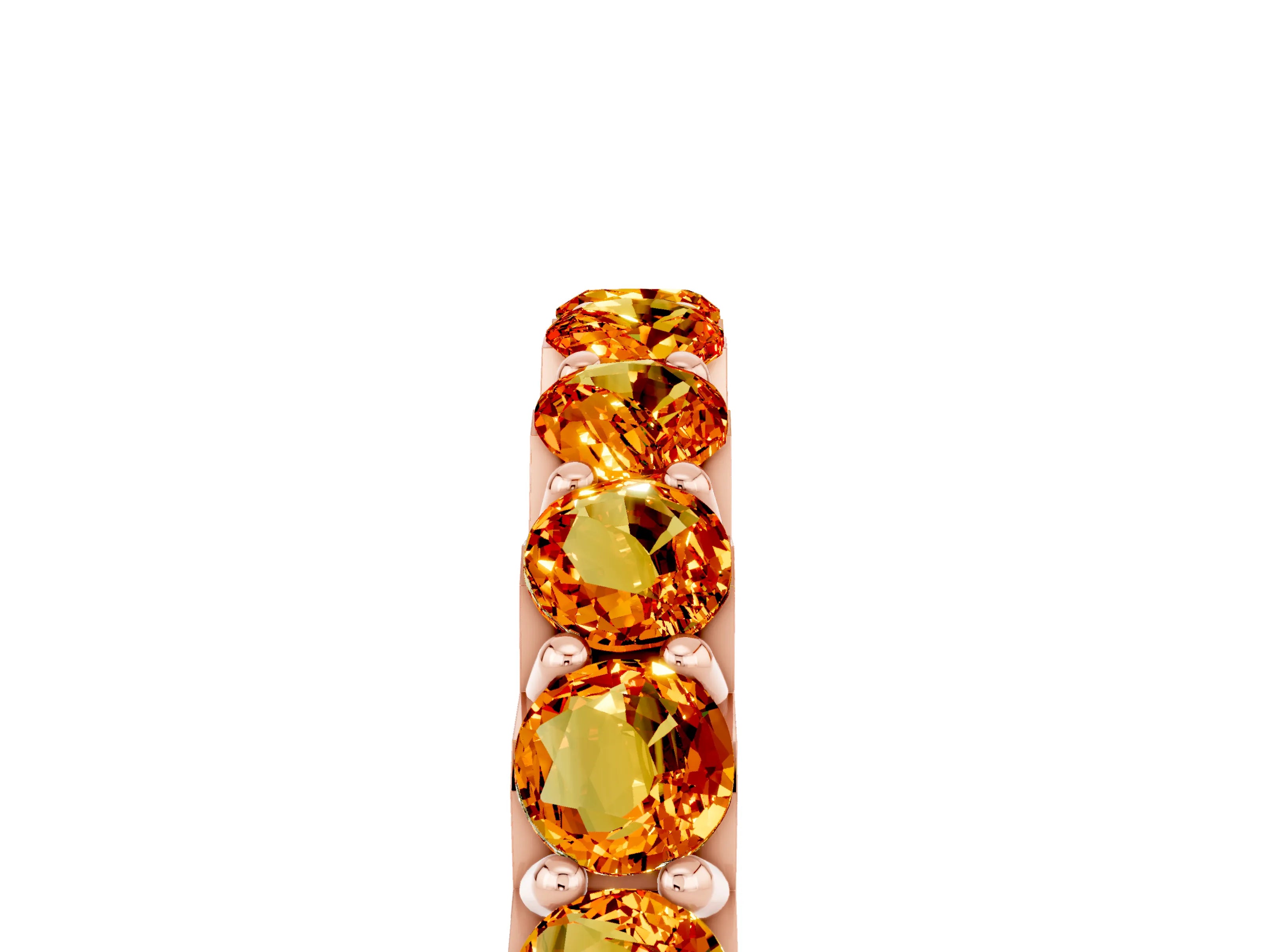 Rose gold Round Citrine Half Eternity Band with Classic Prong Setting_11