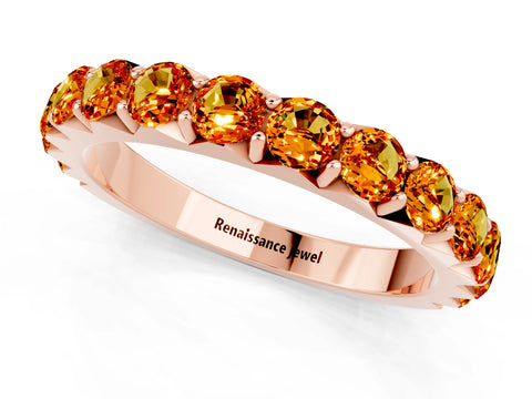 Rose gold Round Citrine Half Eternity Band with Classic Prong Setting_7