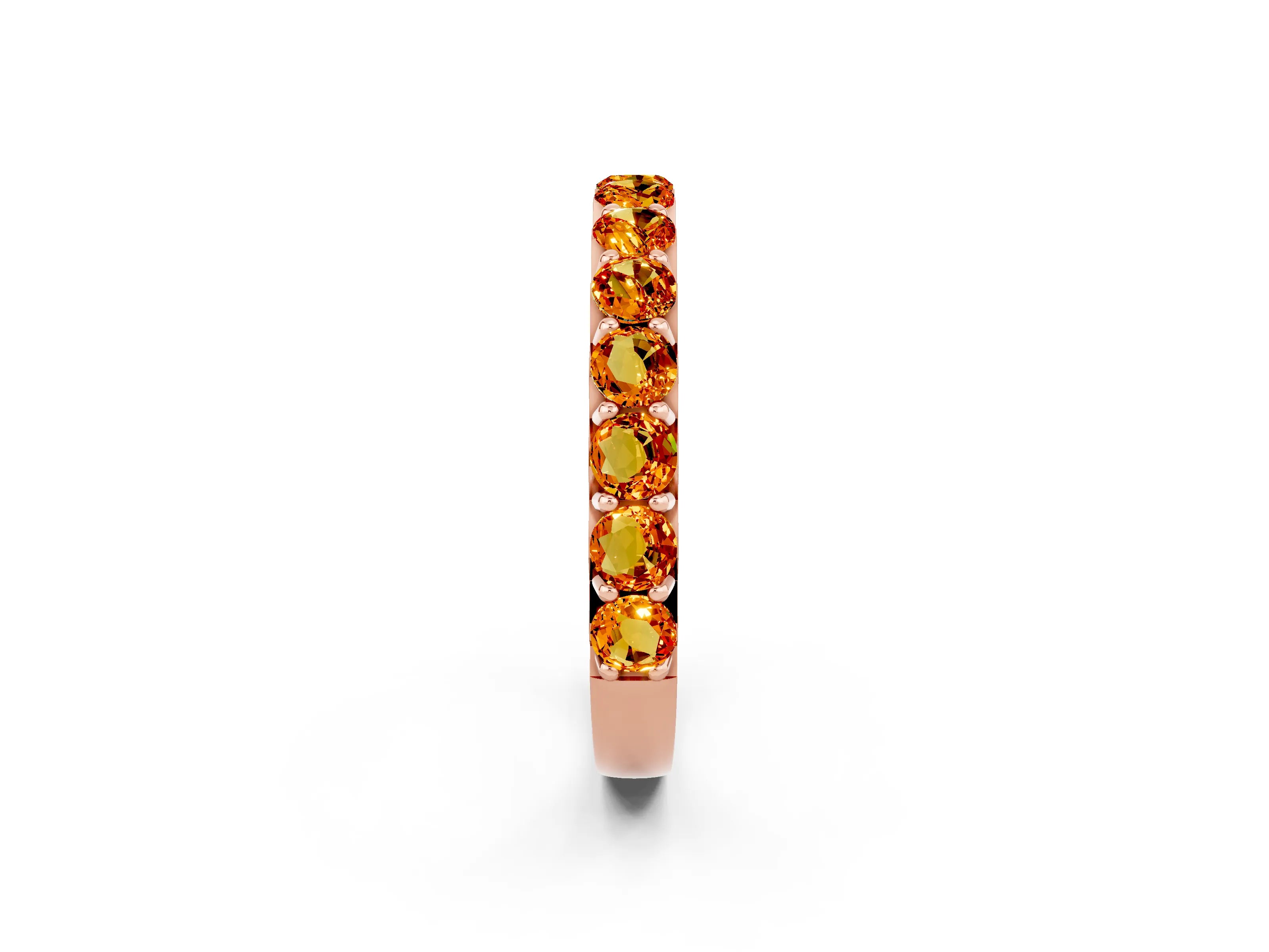 Rose gold Round Citrine Half Eternity Band with Classic Prong Setting_8