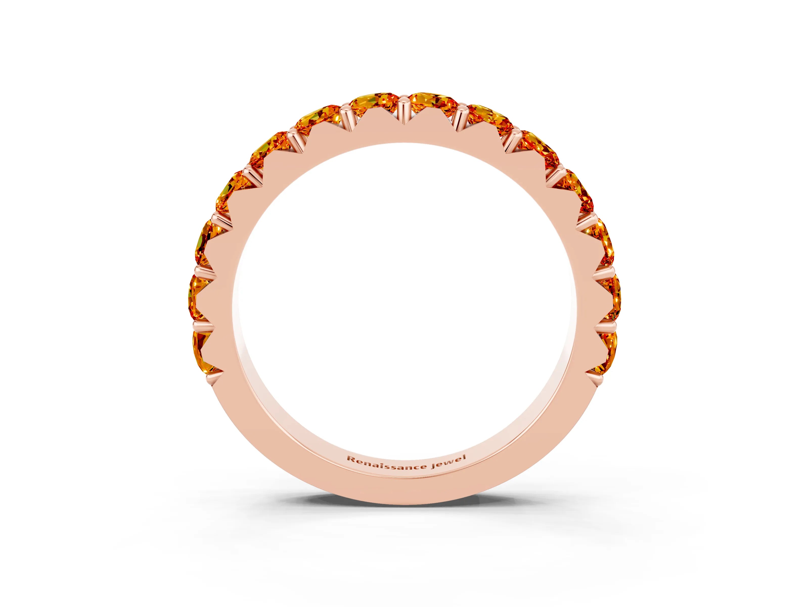 Rose gold Round Citrine Half Eternity Band with Classic Prong Setting_9