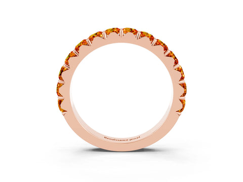 Rose gold Round Citrine Half Eternity Band with Classic Prong Setting_9
