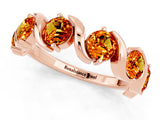 Rose gold Round Citrine Half Eternity Band with Wave Prong Setting_7