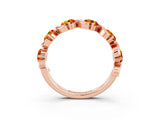 Rose gold Round Citrine Half Eternity Band with Wave Prong Setting_9