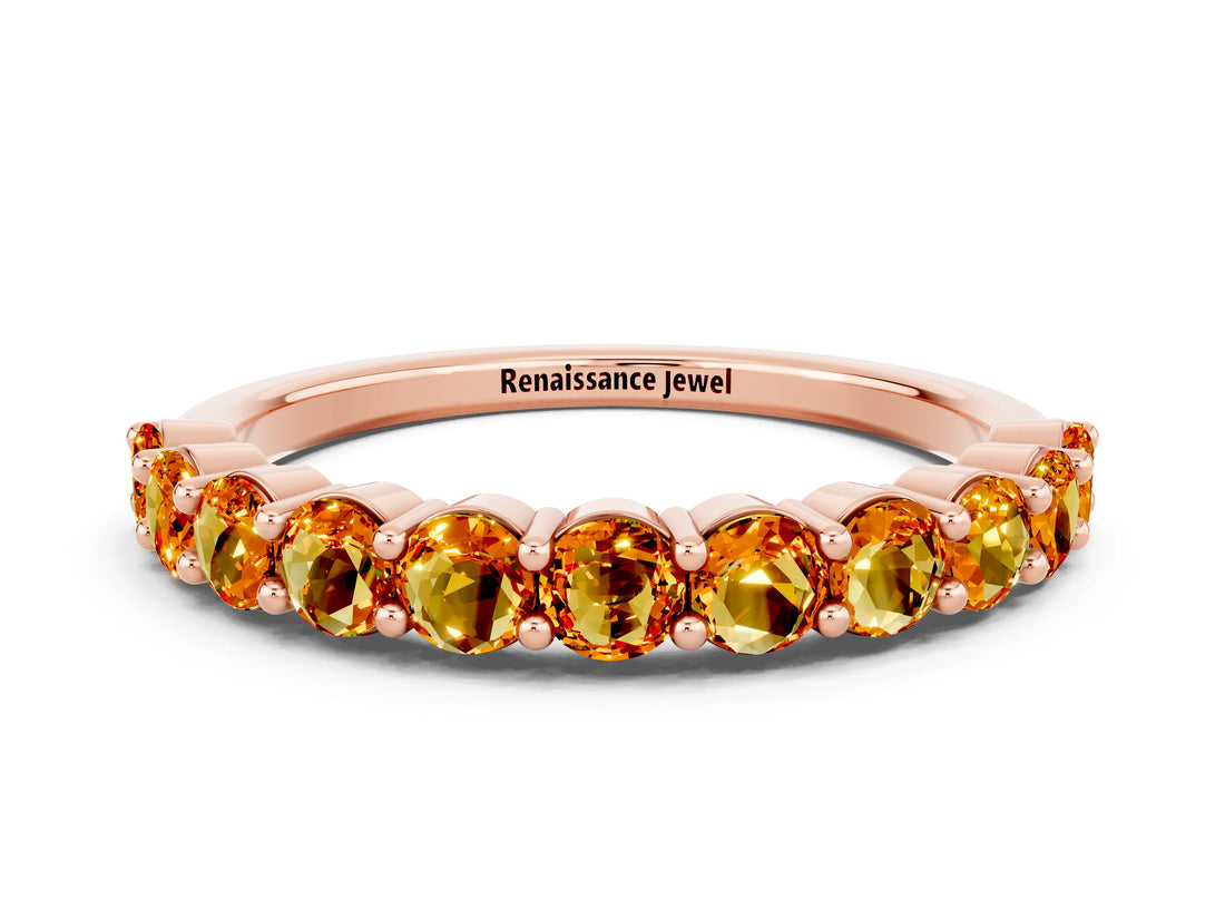Rose gold Round Citrine Half-Eternity Prong-Set Band_6