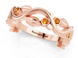 Rose gold Round Citrine Leaf Eternity Band with Bezel Setting_37