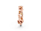 Rose gold Round Citrine Leaf Eternity Band with Bezel Setting_38
