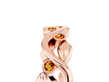 Rose gold Round Citrine Leaf Eternity Band with Bezel Setting_41