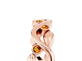 Rose gold Round Citrine Leaf Eternity Band with Bezel Setting_47