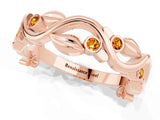 Rose gold Round Citrine Leaf Eternity Band with Bezel Setting_79