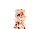 Rose gold Round Citrine Leaf Eternity Band with Bezel Setting_83