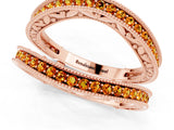 Rose gold Round Citrine Milgrain Eternity Band with Channel Setting_19