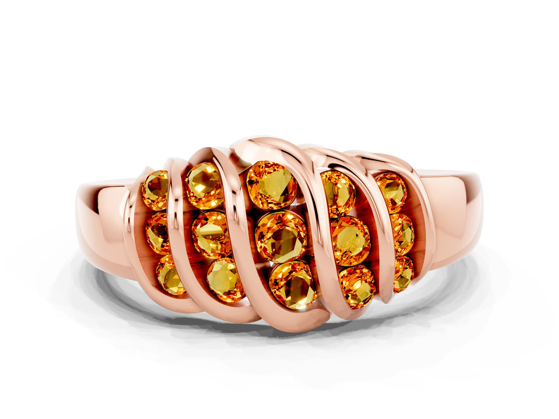 Rose gold Round Citrine Multi-Row Crossover Band_6