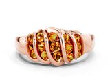 Rose gold Round Citrine Multi-Row Crossover Band_6