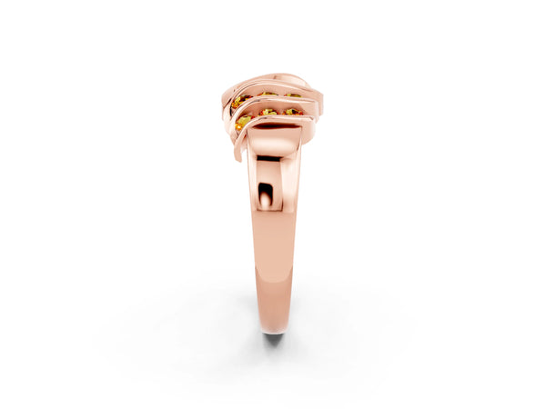 Rose gold Round Citrine Multi-Row Crossover Band