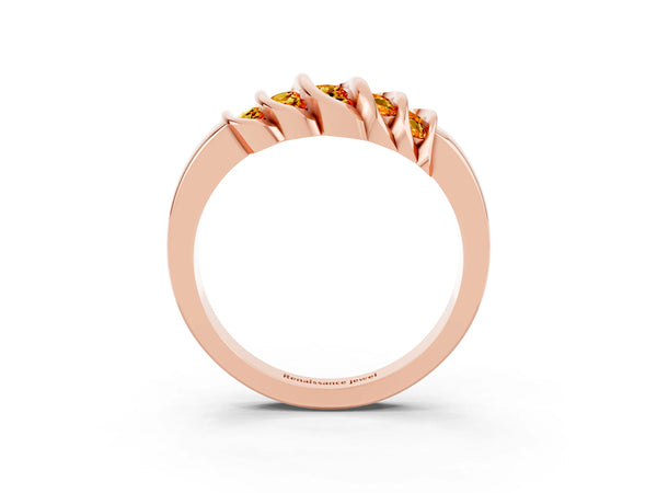 Rose gold Round Citrine Multi-Row Crossover Band