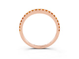 Rose gold Round Citrine Pavé Set Curved Wedding Band_9