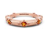 Rose gold Round Citrine Prong Set Milgrain Eternity Band_6